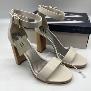 Worthington Womens Lynch Heeled Sandals Ivory Size 10M